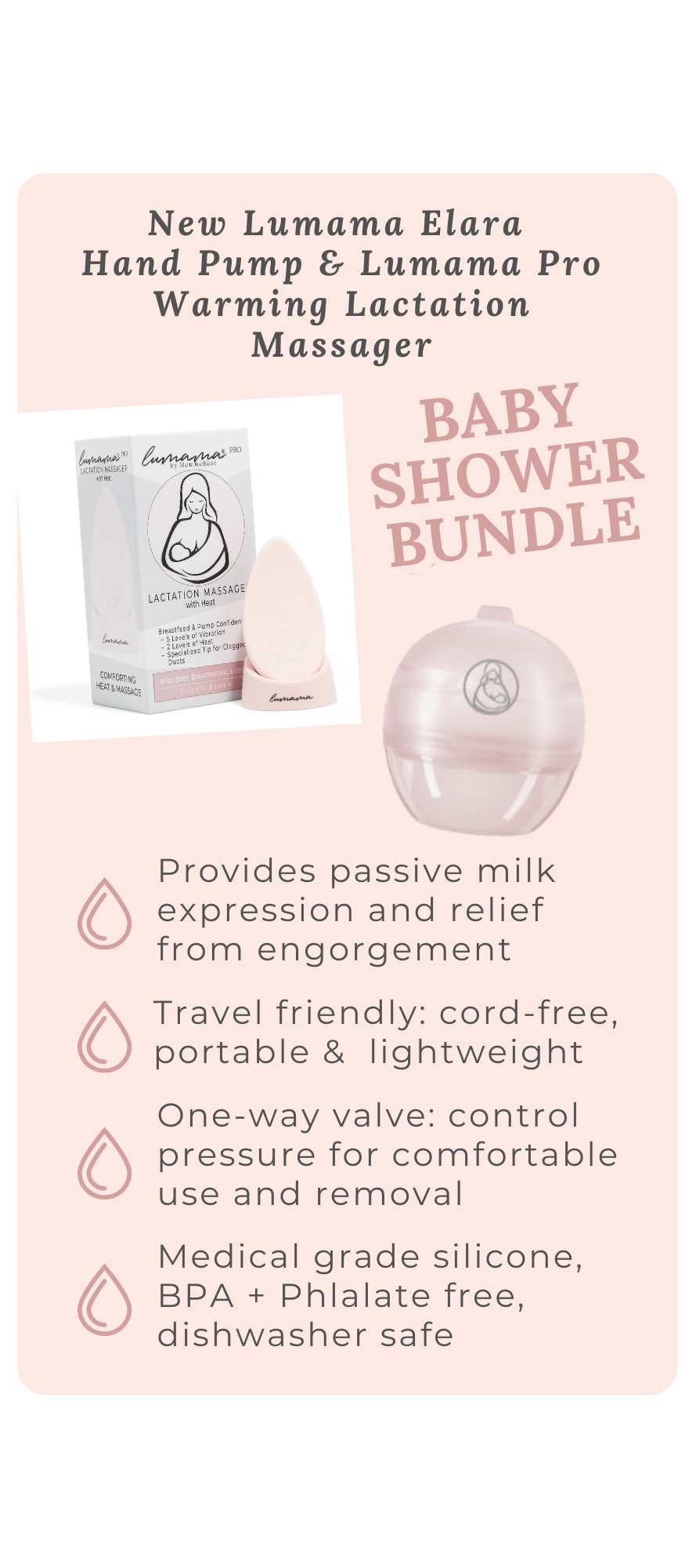 Baby shower gift lactation massager and hand pump